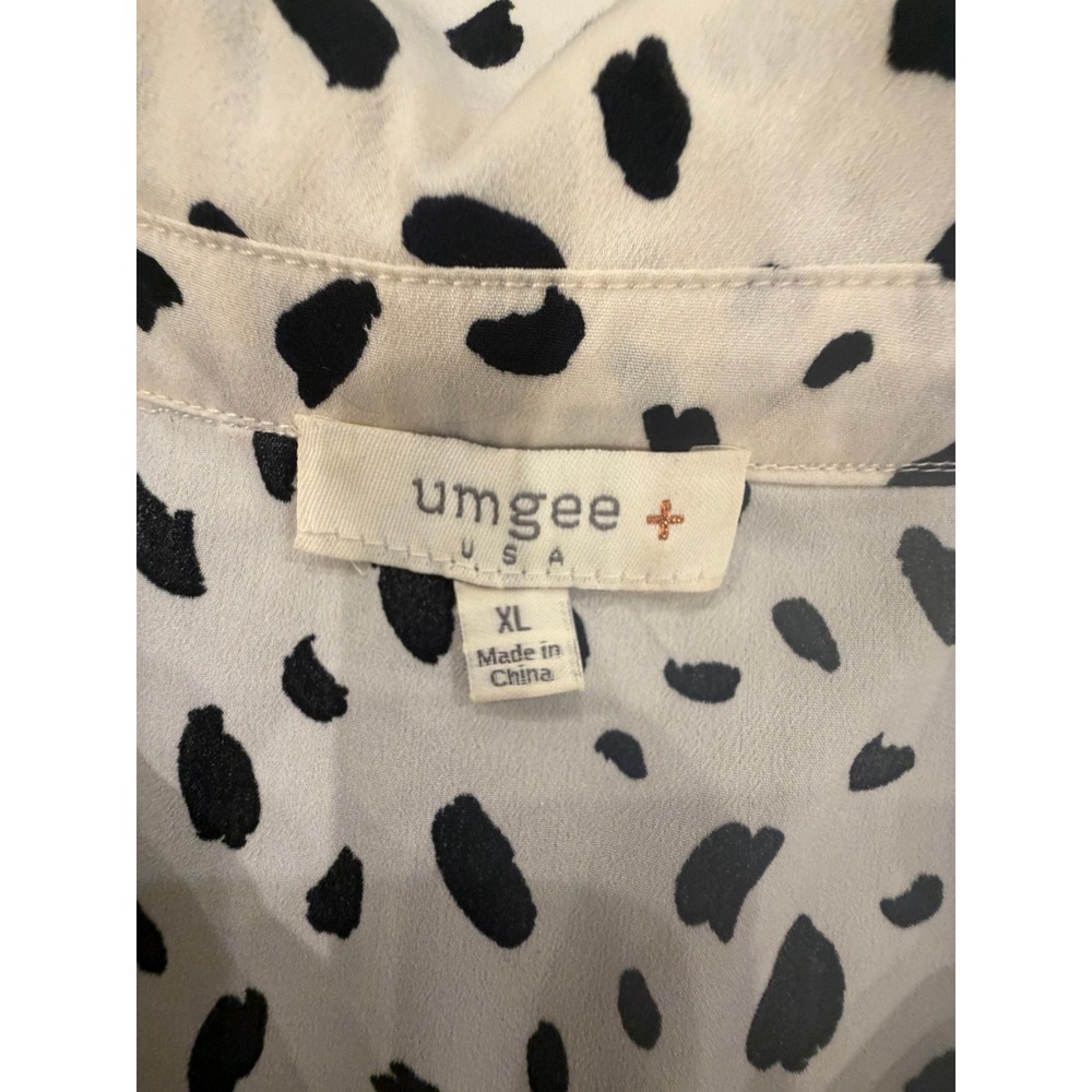 Umgee Peplum Blouse XL Cream Black Bell Sleeve Tiered Top - Picture 4 of 10